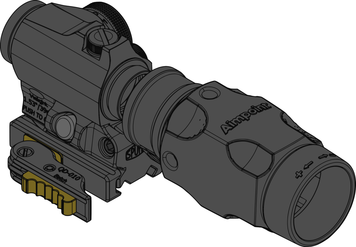 Spuhr QDF-20153K Aimpoint T-2 Magnifier Mount H39mm/1.53"