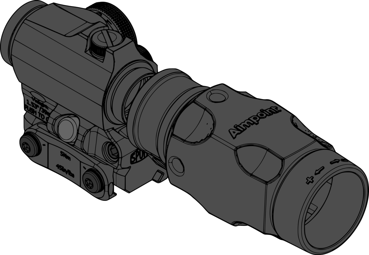 Spuhr RDF-20153K Aimpoint T-2 Magnifier Mount H39mm/1.53"
